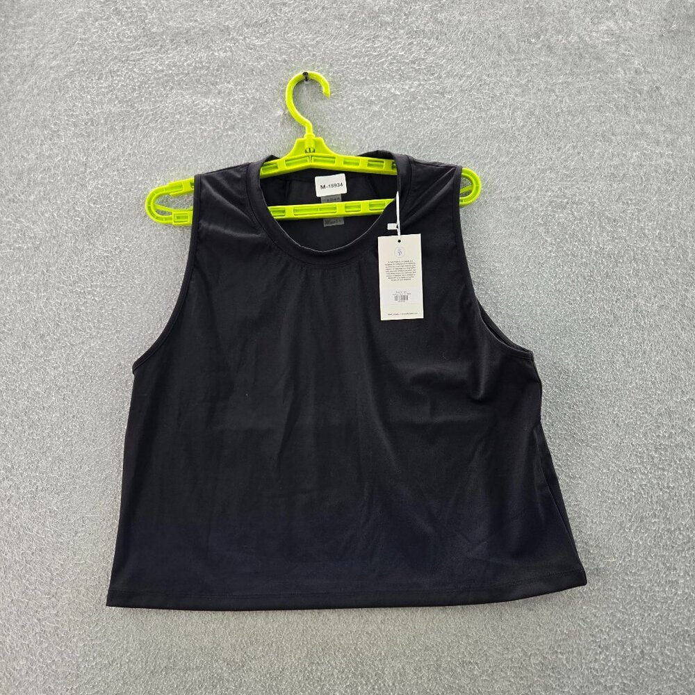 Salt Project Women Tank Top L Black Nylon Spandex Activewear Breeze Pullover NWT
